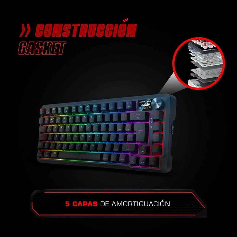 TECLADO MECANICO REDRAGON UCAL LCD PRO K724RGB-PRO SP ESPANOL RGB - 2