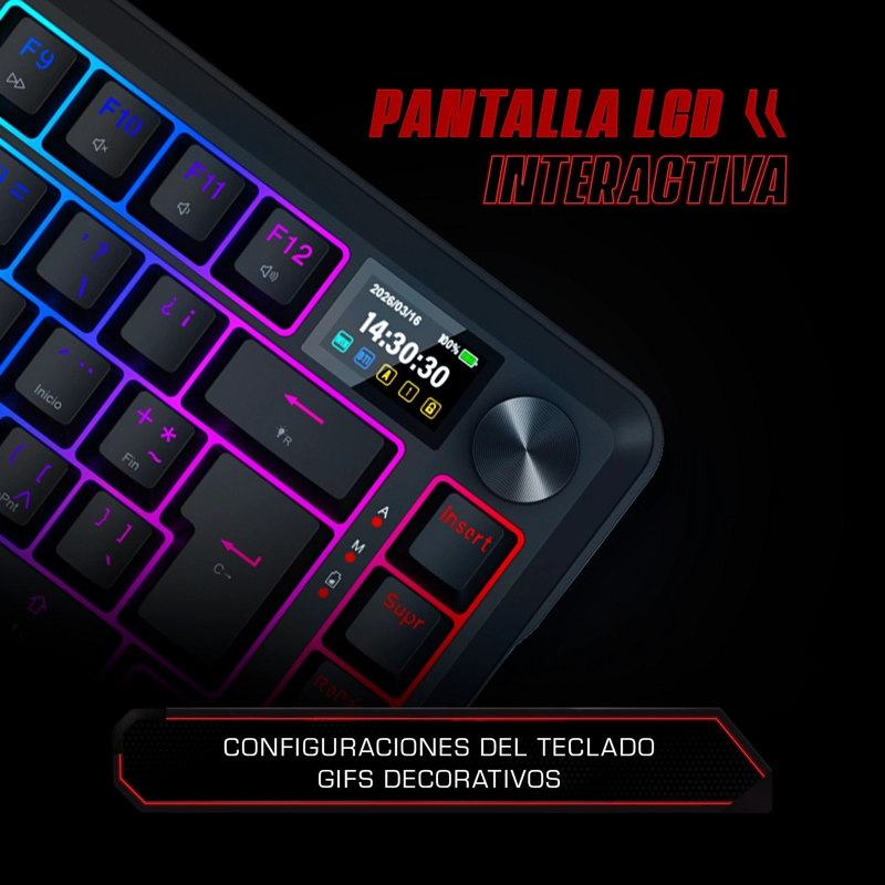 TECLADO MECANICO REDRAGON UCAL LCD PRO K724RGB-PRO SP ESPANOL RGB - 3
