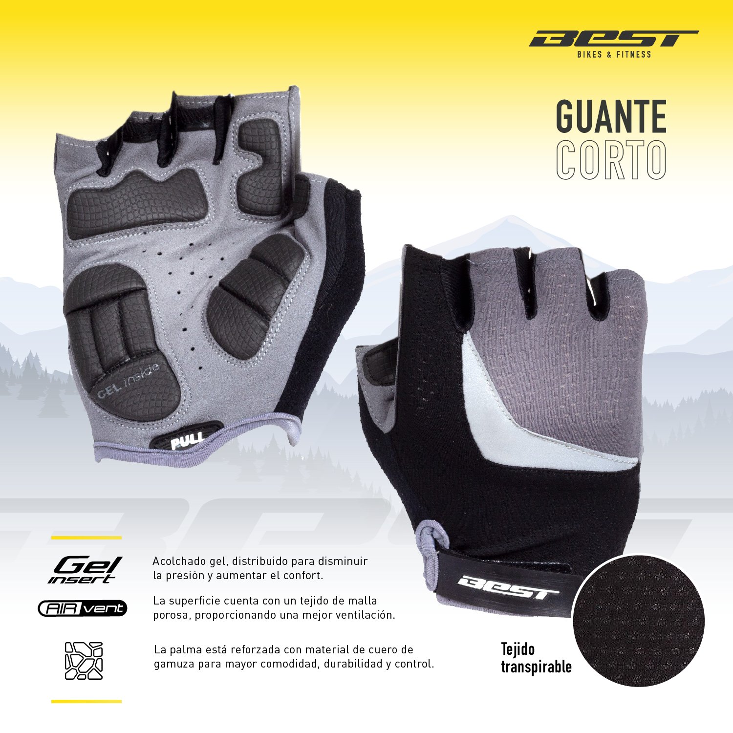 GUANTE CORTO BEST AZUL/NEGRO TALLA M - 4