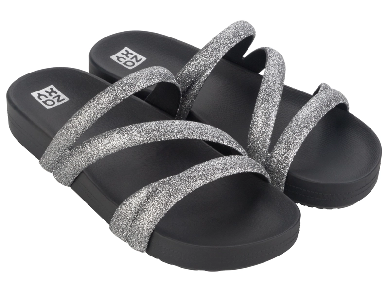 SANDALIA NEGRO/PLATA MUJER_ GLITTER ZAXY - 1