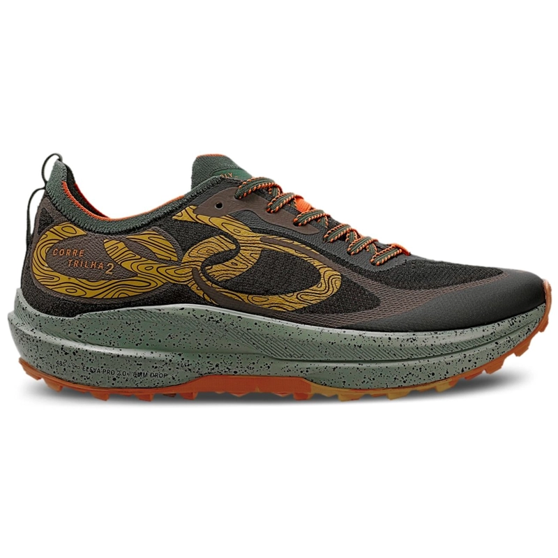 ZAPATILLA TRAIL RUNNING MUJER CORRE TRILHA CAFE/MILITAR
