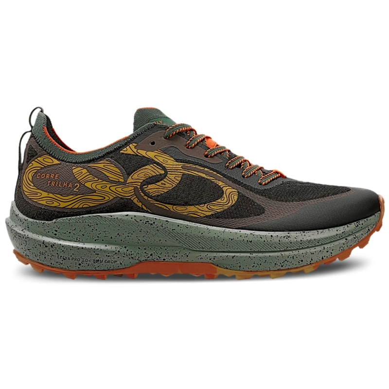 ZAPATILLA TRAIL RUNNING MUJER CORRE TRILHA CAFE /MILITAR - 1