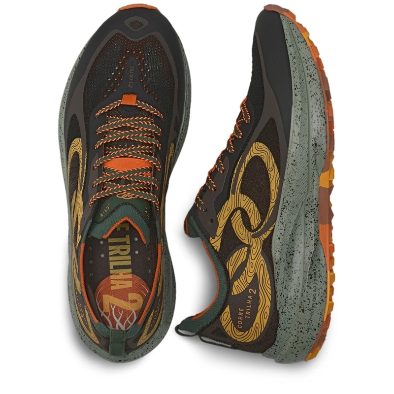 ZAPATILLA TRAIL RUNNING MUJER CORRE TRILHA CAFE /MILITAR - 3