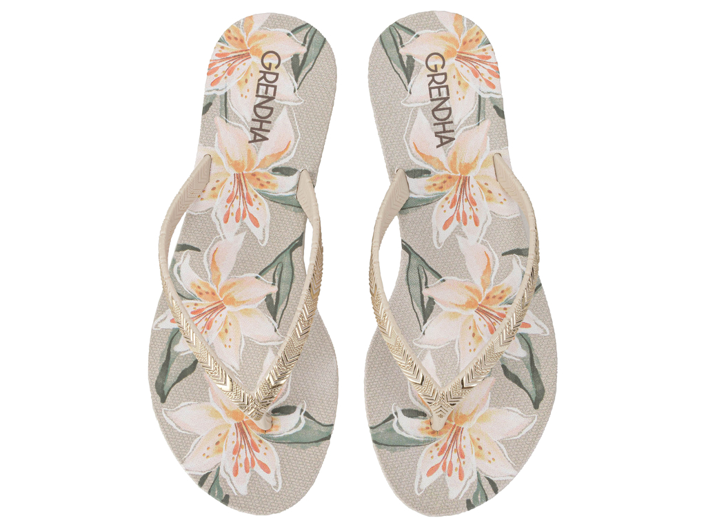 SANDALIA MUJER BEIGE FLOR RAST GRENDHA - 1