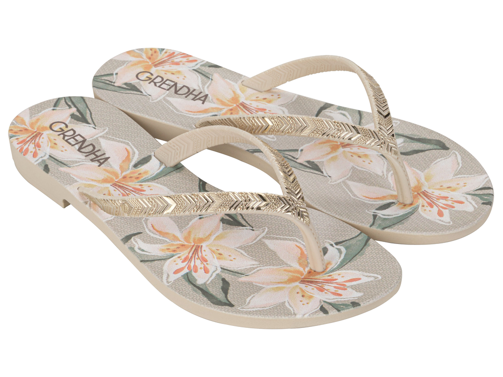 SANDALIA MUJER BEIGE FLOR RAST GRENDHA - 2