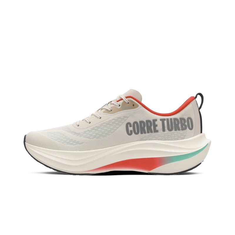 ZAPATILLA RUNNING HOMBRE CORRE TURBO CELESTE/ROJO/ARENA - 3
