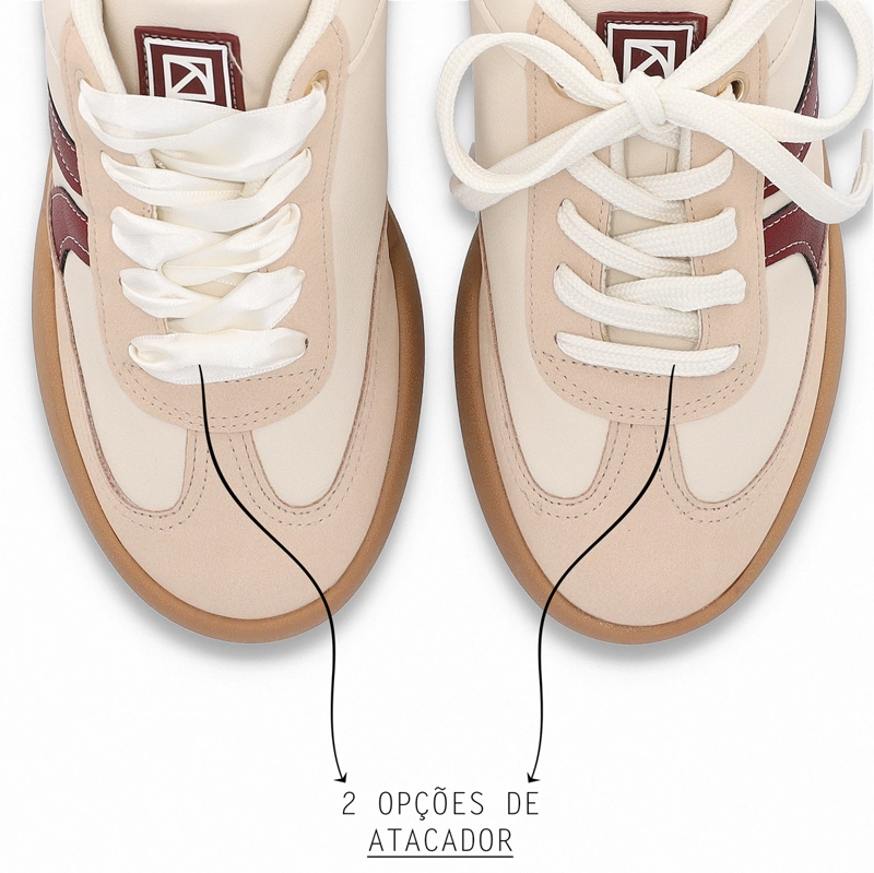 ZAPATILLA MUJER- BEIGE/BURDEO CAROLINE PICCADILLY - 3