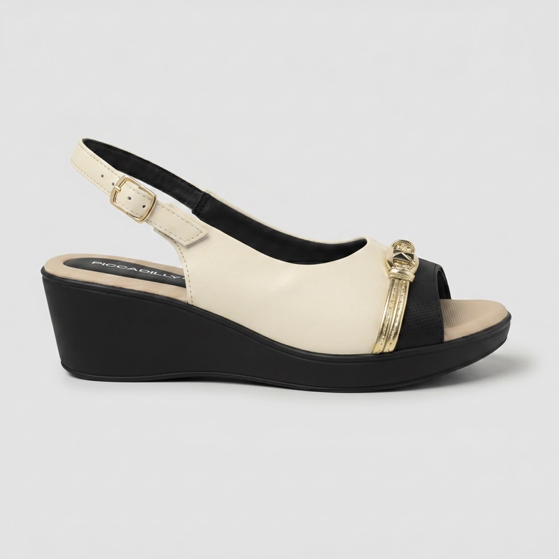 SANDALIA MUJER_ CREMA/NEGRO CECILIA 04 PICCADILLY - 1