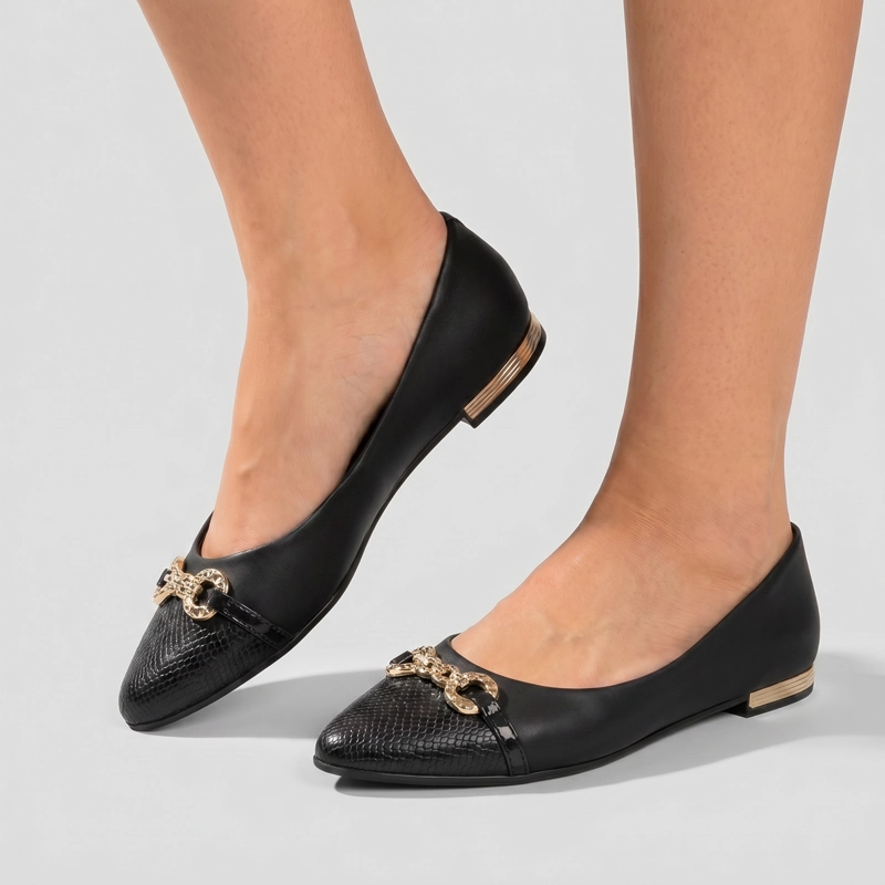 ZAPATO MUJER_ NEGRO/DORADO ANA 02 PICCADILLY - 2