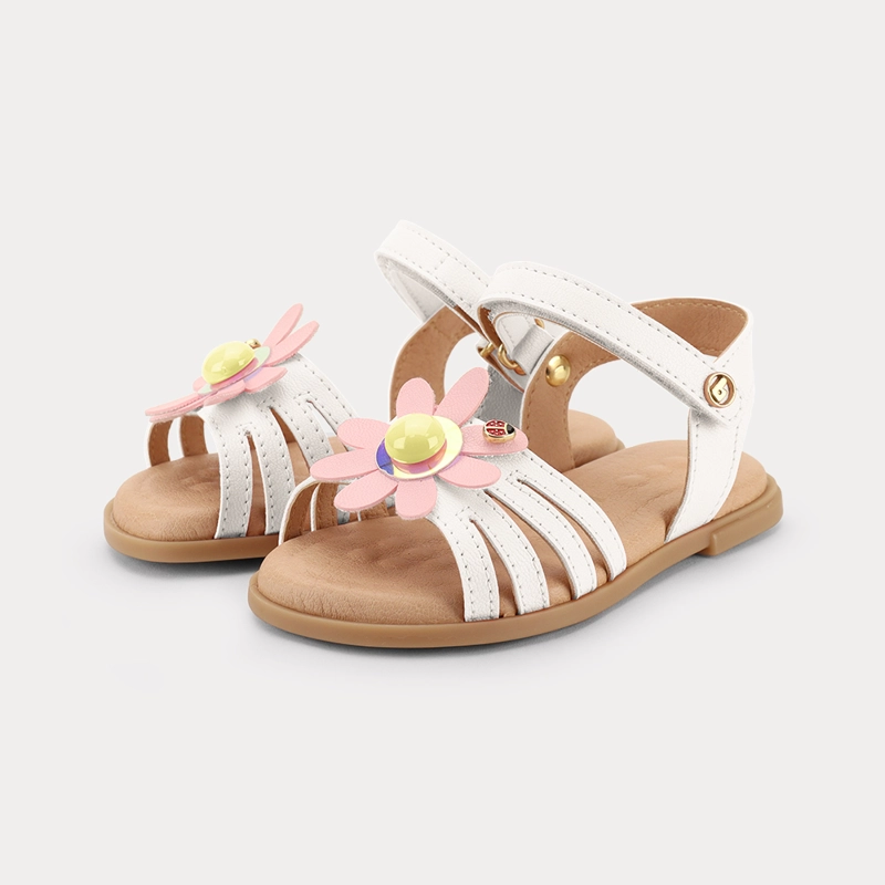 SANDALIA INFANTIL BLANCO FLOR BIBI - 4