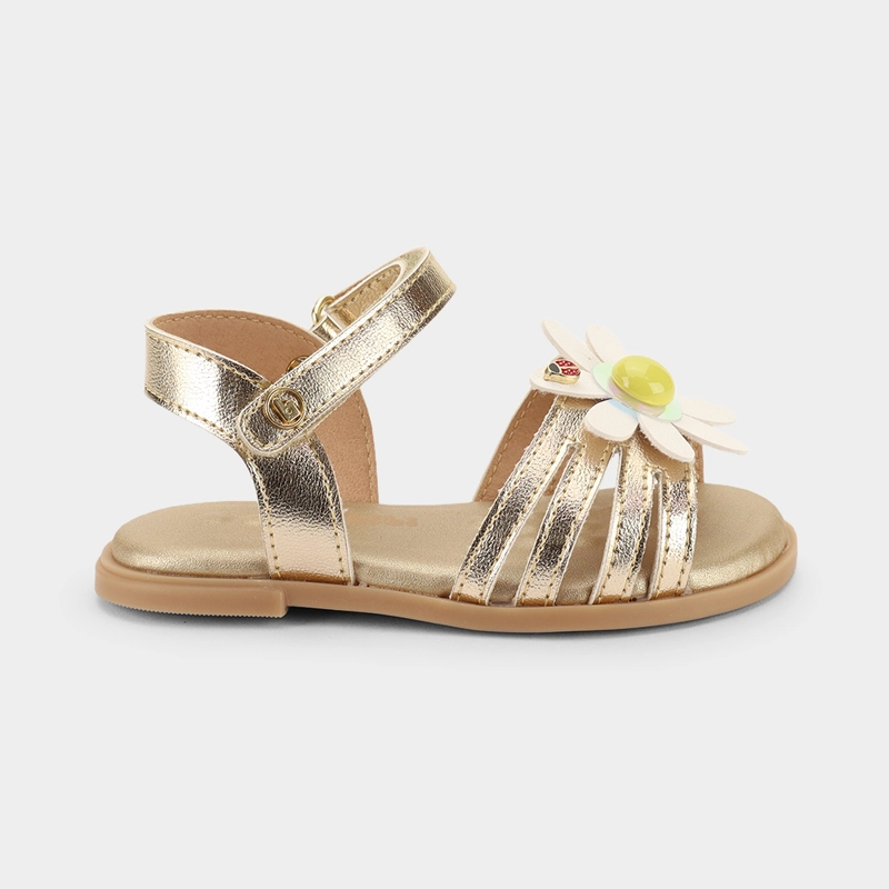 SANDALIA INFANTIL DORADO FLOR BIBI - 1