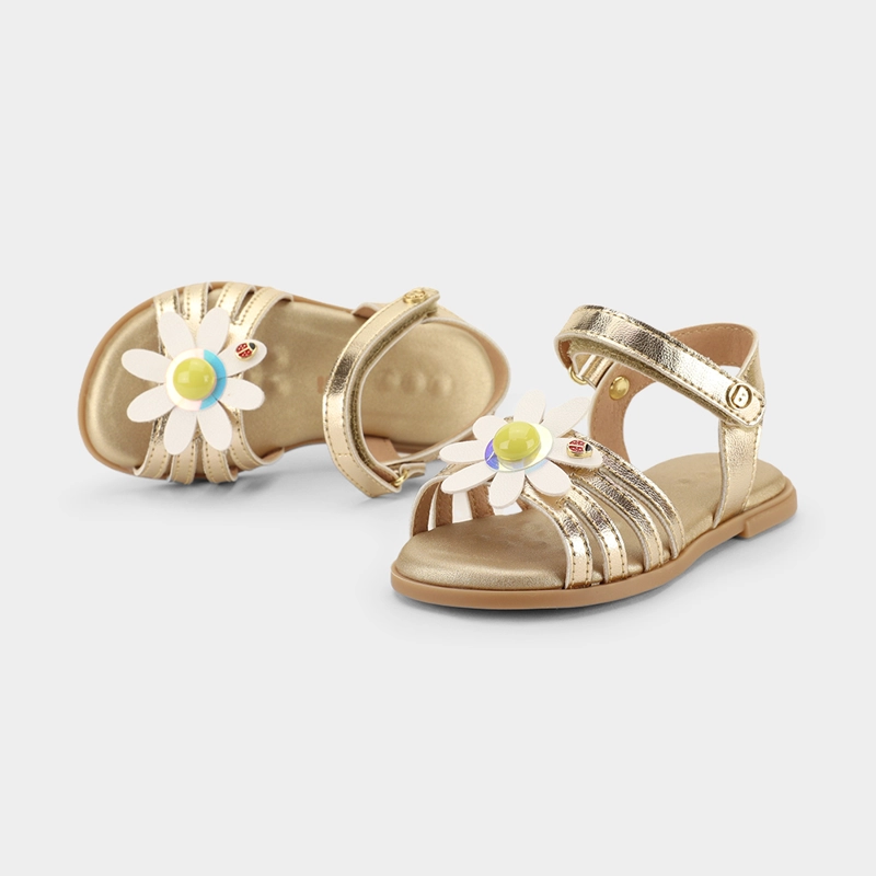 SANDALIA INFANTIL DORADO FLOR BIBI - 4