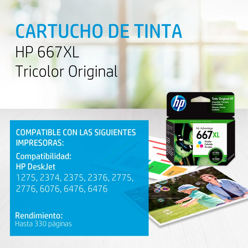 CARTUCHO DE TINTA HP 667XL TRICOLOR ORIGINAL - 2