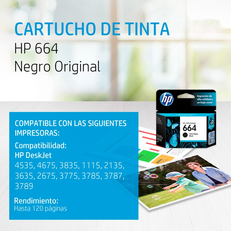 Cartucho de tinta HP 664 negra Original - 2