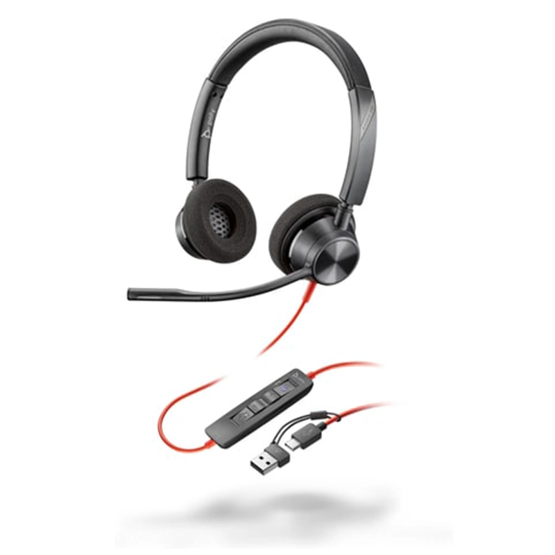 AUDIFONOS POLY BLACKWIRE 3320 + ADAPTADOR USB-C/A - 1