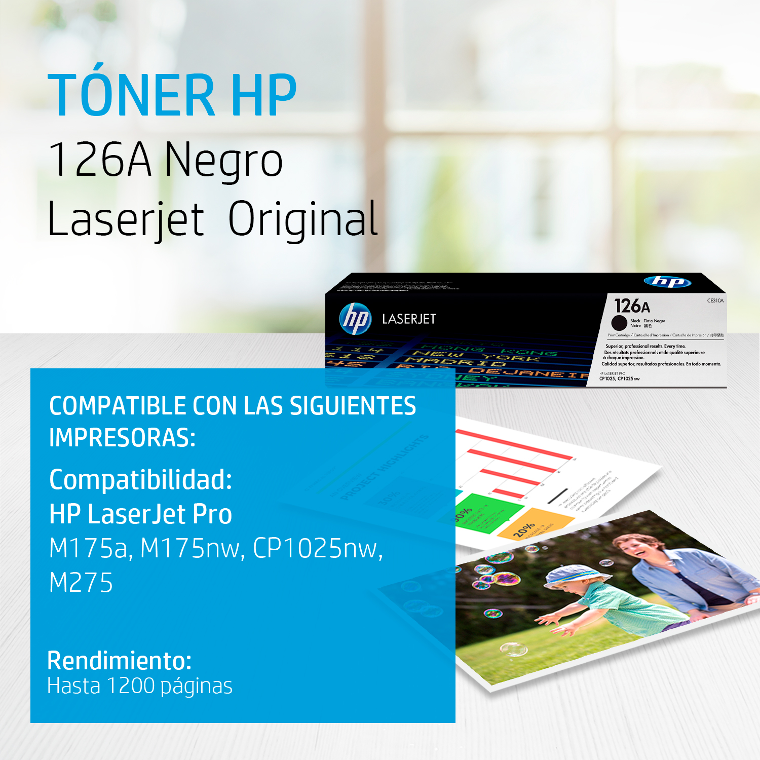 TONER HP 126A EN COLOR NEGRO LASERJET ORIGINAL - 2