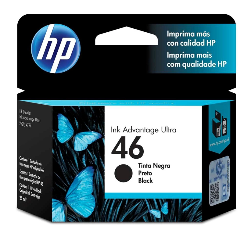 CARTUCHO DE TINTA HP 46 EN COLOR NEGRO ORIGINAL - 1