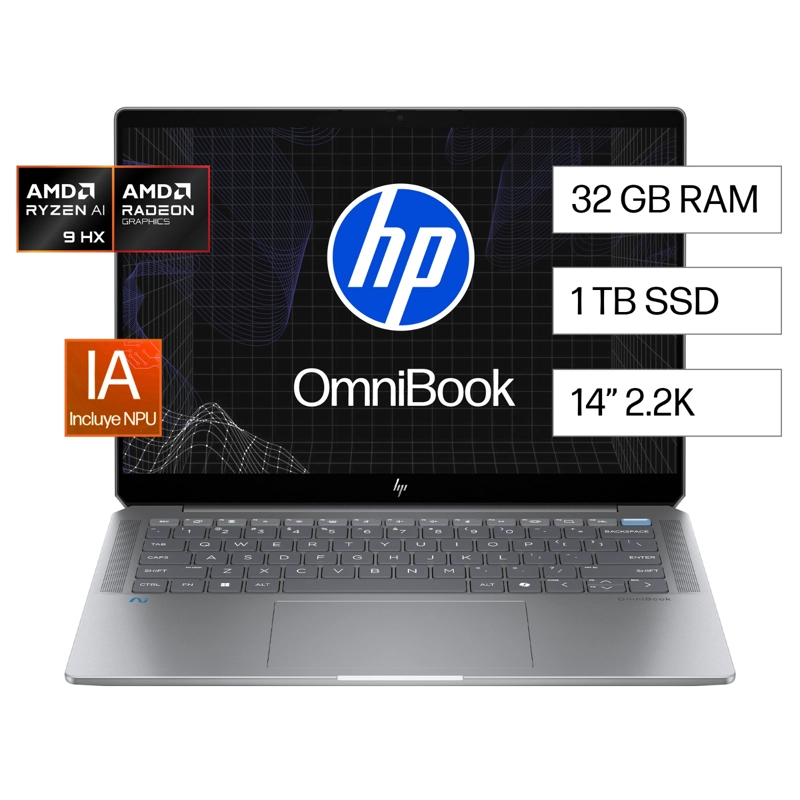 NOTEBOOK HP OMNIBOOK 14-FD0001LA ULTRA AMD RYZEN AI 9 32GB RAM 1TB SSD WINDOWS 11 HOME - 9