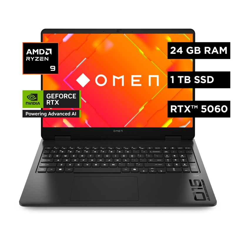 NOTEBOOK HP GAMER OMEN 16-AP0008LA AMD RYZEN 9 24GB RAM 1TB SSD RTX5060 8GB WINDOWS 11 HOME - 1