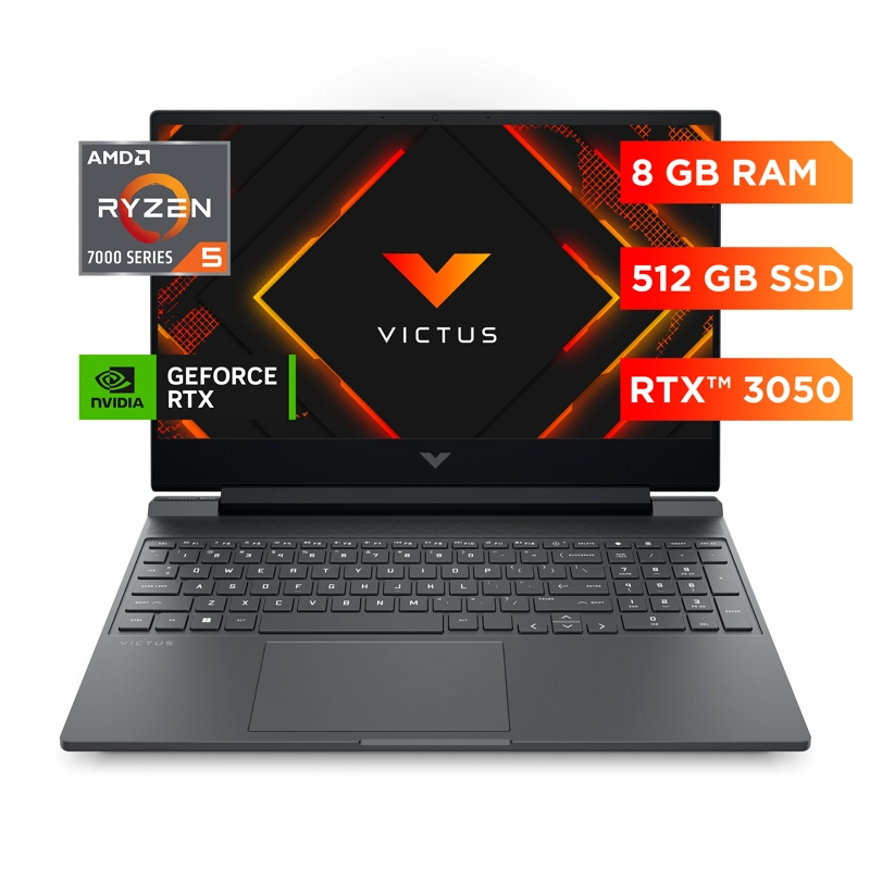NOTEBOOK GAMER VICTUS HP 15-FB3032LA AMD RYZEN 5 8GB RAM RTX 3050 512GB SSD 15.6' FHD W11H - 2
