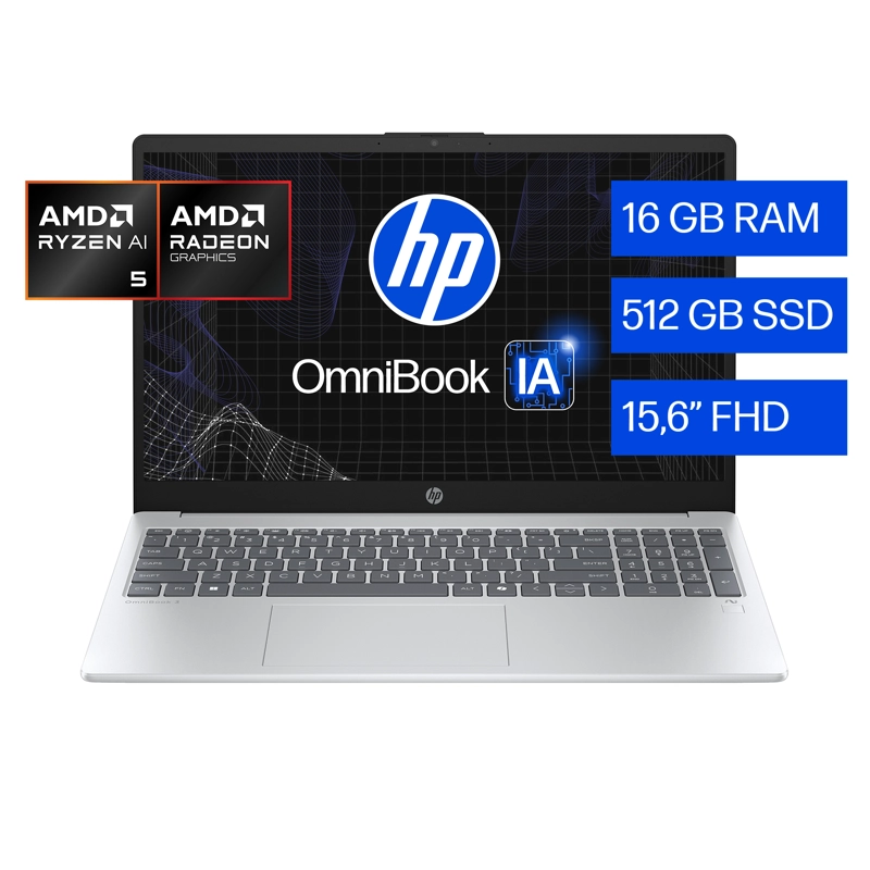 NOTEBOOK HP OMNIBOOK 3 15-FN0053LA AMD RYZEN AI 5 16GB RAM 512GB SSD 15.6' FHD W11H - 2