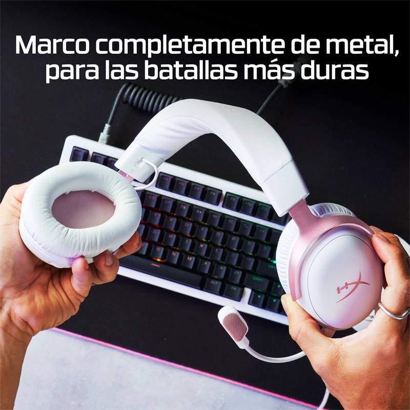 AUDIFONOS GAMING HYPERX CLOUD III BLANCO/ROSA - 13
