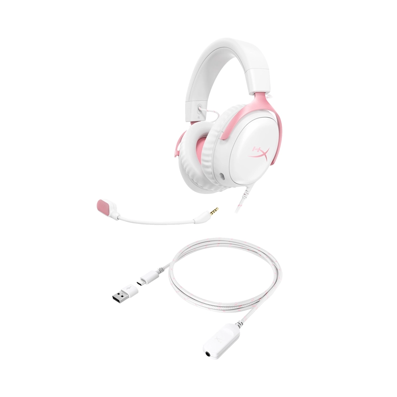 AUDIFONOS GAMING HYPERX CLOUD III BLANCO/ROSA - 6
