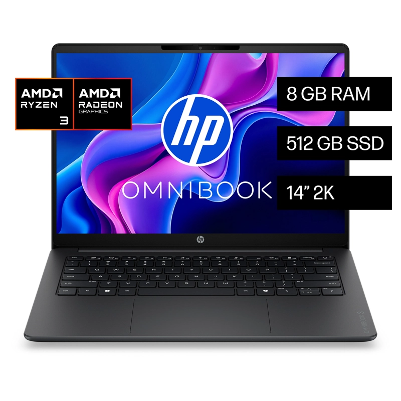 NOTEBOOK HP OMNIBOOK 3 14-HY0030LA AMD RYZEN 3 8GB RAM 512GB SSD 14' 2K WINDOWS 11 HOME - 1