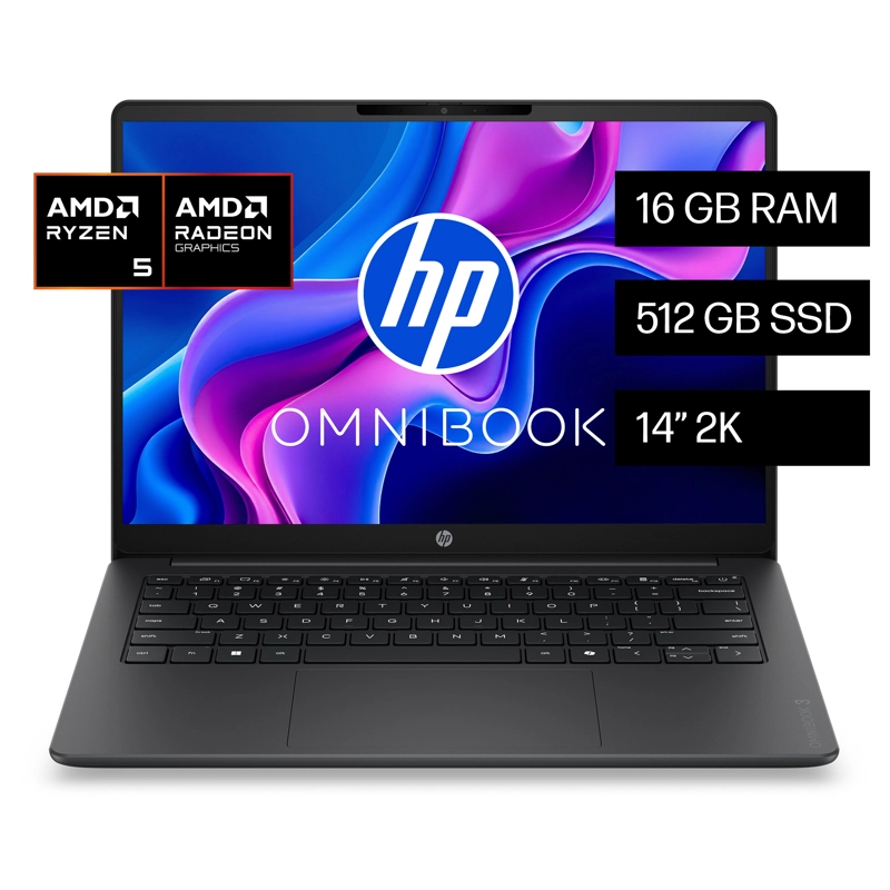 NOTEBOOK HP OMNIBOOK 3 14-HY0054LA AMD RYZEN 5 16GB RAM 512GB SSD 14' 2K WINDOWS 11 HOME - 1