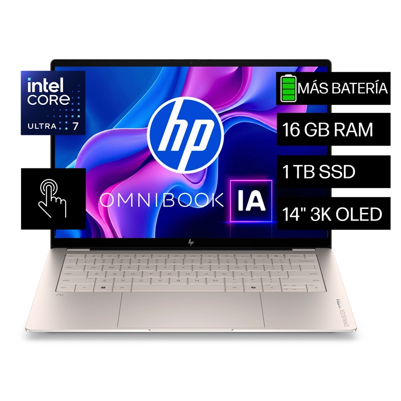 NOTEBOOK HP OMNIBOOK ULTRA 14-KD0070LA INTEL CORE ULTRA 7 16GB RAM 1TB SSD 14' TACTIL 3K WINDOWS 11 - 1