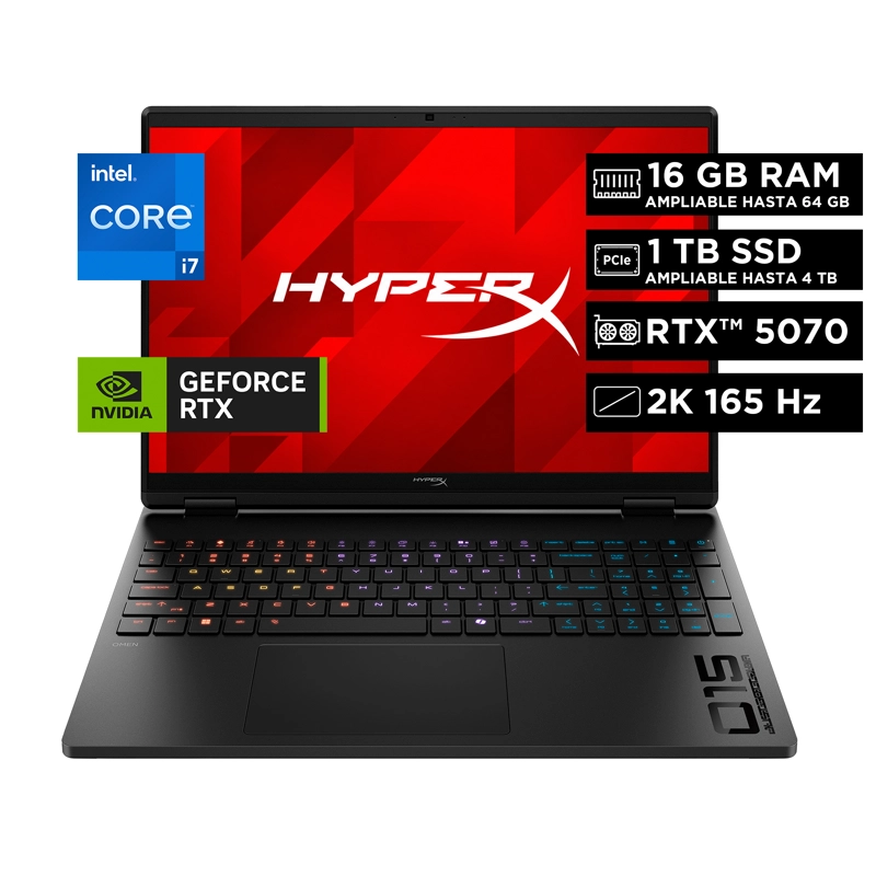 NOTEBOOK GAMER OMEN HYPERX HP 15-GA0017LA INTEL CORE I7 16GB RAM RTX 5070 1TB SSD 15.3' 2K W11H - 1