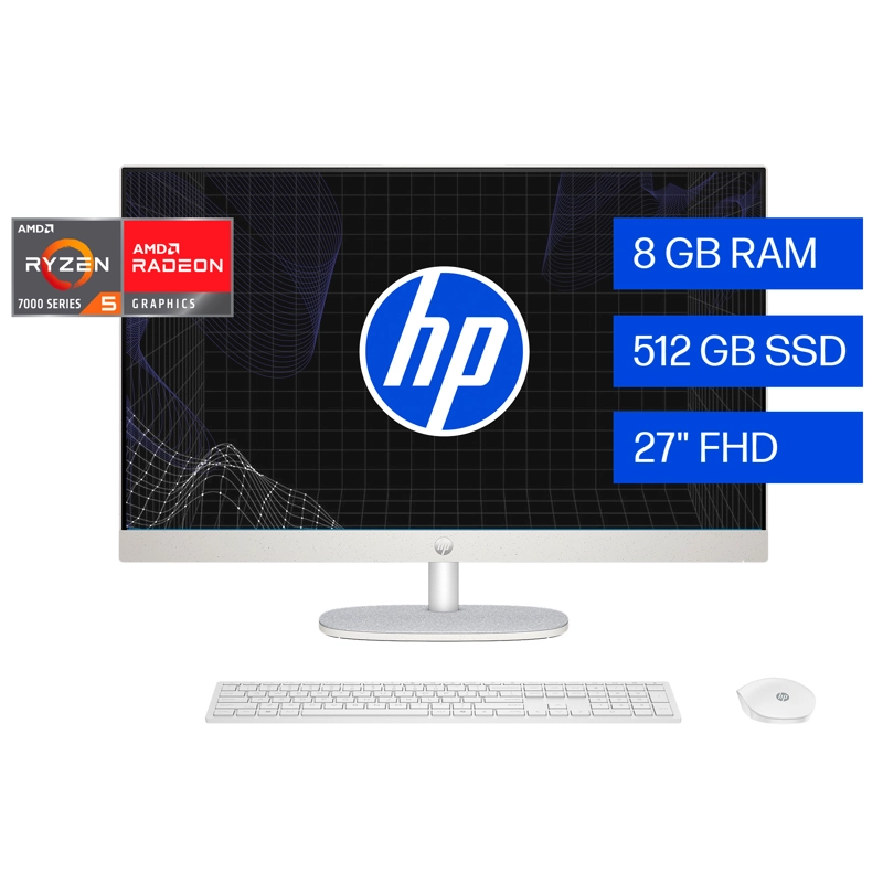 ALL IN ONE HP 27-CR0250LA AMD RYZEN 5 8GB RAM 512GB SSD 27' FHD WINDOWS 11 HOME - 1