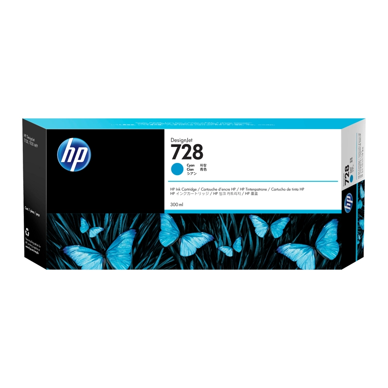 CARTUCHO DE TINTA HP DESIGNJET 728 CIAN DE 300 ML - 1