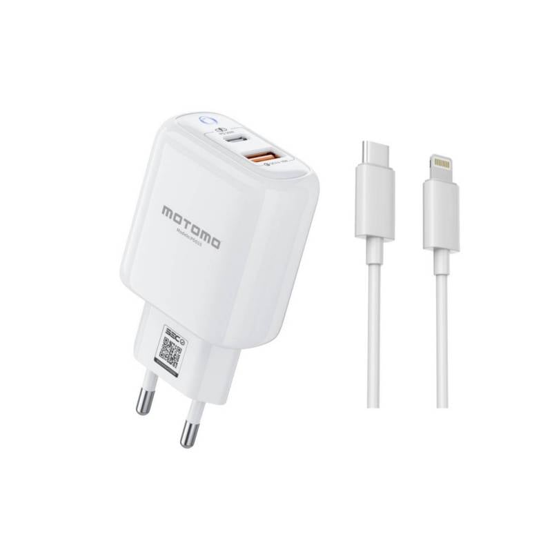 OEM PACK MOTOMO CABLE LIGHTING + CARGADOR 20W BLANCO