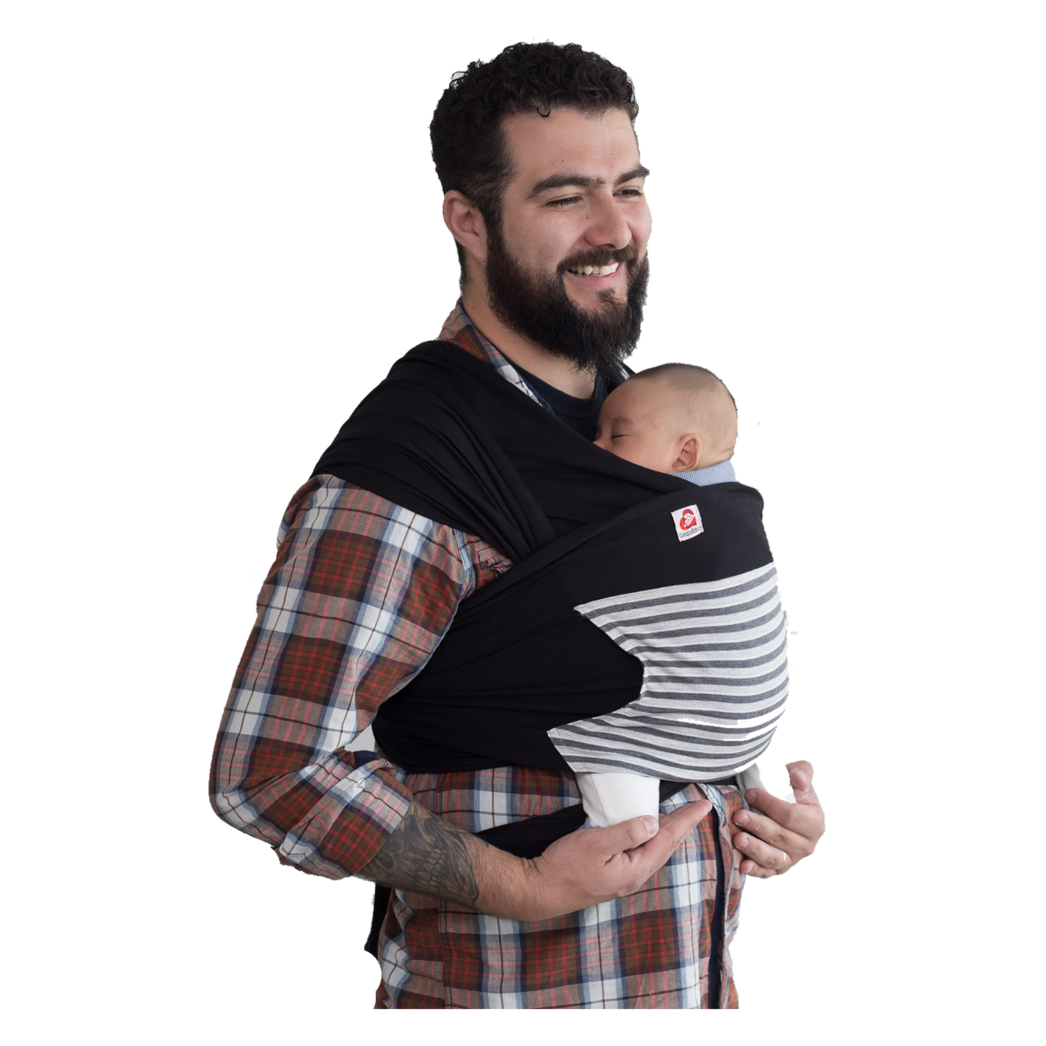 FULAR CANGUAMOR SEMIESLASTICADO CON BOLSILLO RAYAS NEGRO - 1