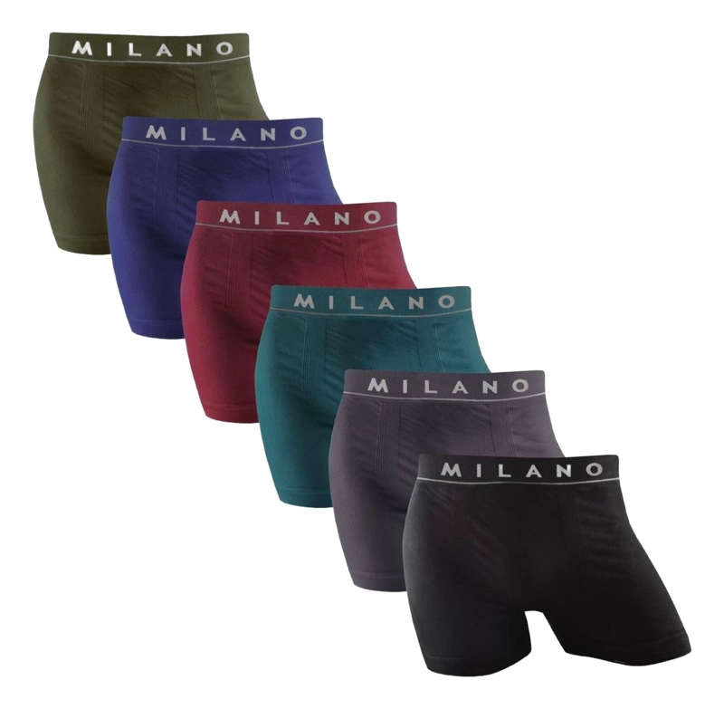 BOXER MILANO SIN COSTURA ADULTO 6 UNIDADES L - 9