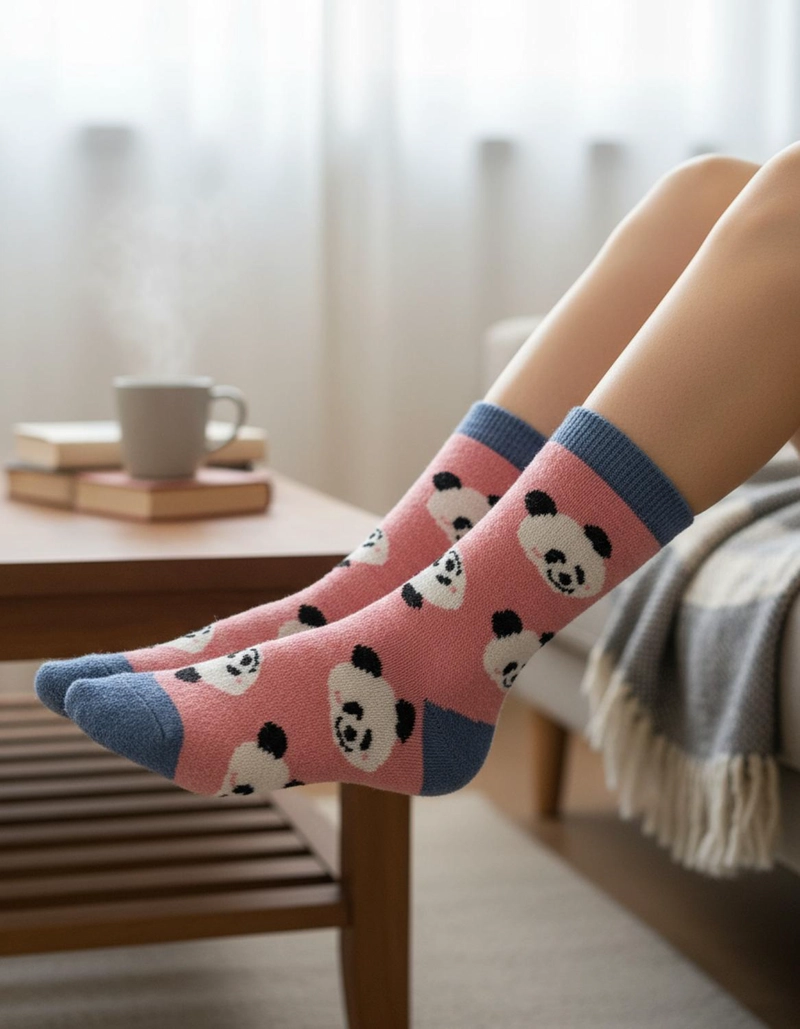 CALCETIN INVIERNO LANA GRUESO MUJER 6 PARES PANDA - 1