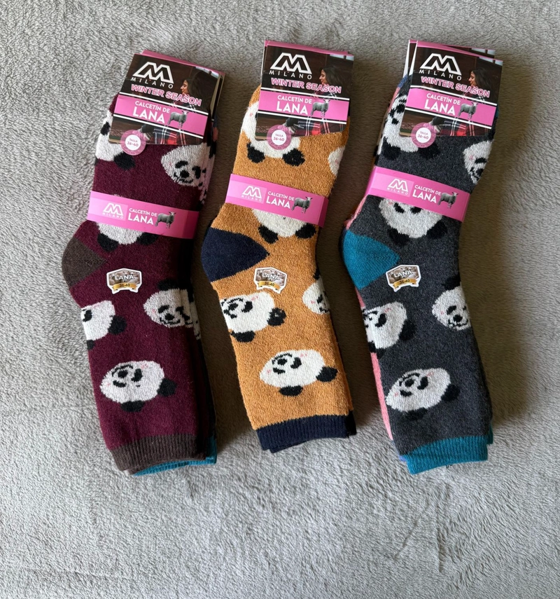 CALCETIN INVIERNO LANA GRUESO MUJER 6 PARES PANDA - 2