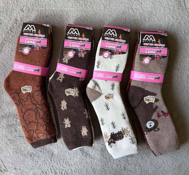 CALCETIN INVIERNO LANA GRUESO MUJER 6 PARES OSO - 1