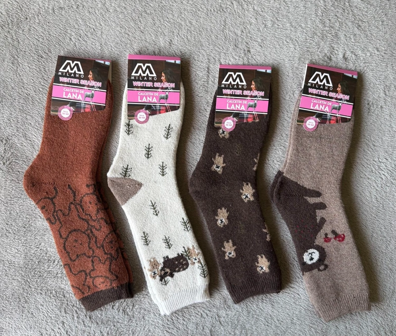 CALCETIN INVIERNO LANA GRUESO MUJER 6 PARES OSO - 2