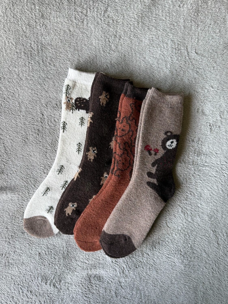 CALCETIN INVIERNO LANA GRUESO MUJER 6 PARES OSO - 3