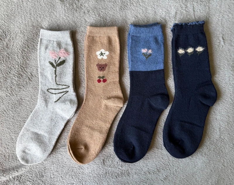 CALCETIN INVIERNO LANA MUJER 6 PARES OSO-FLORES - 3
