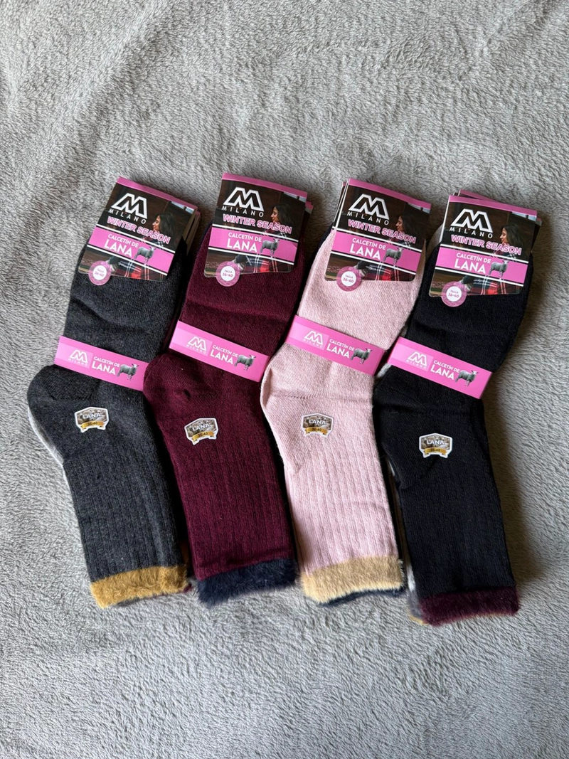 CALCETIN INVIERNO LANA MUJER 6 PARES LISO - 1