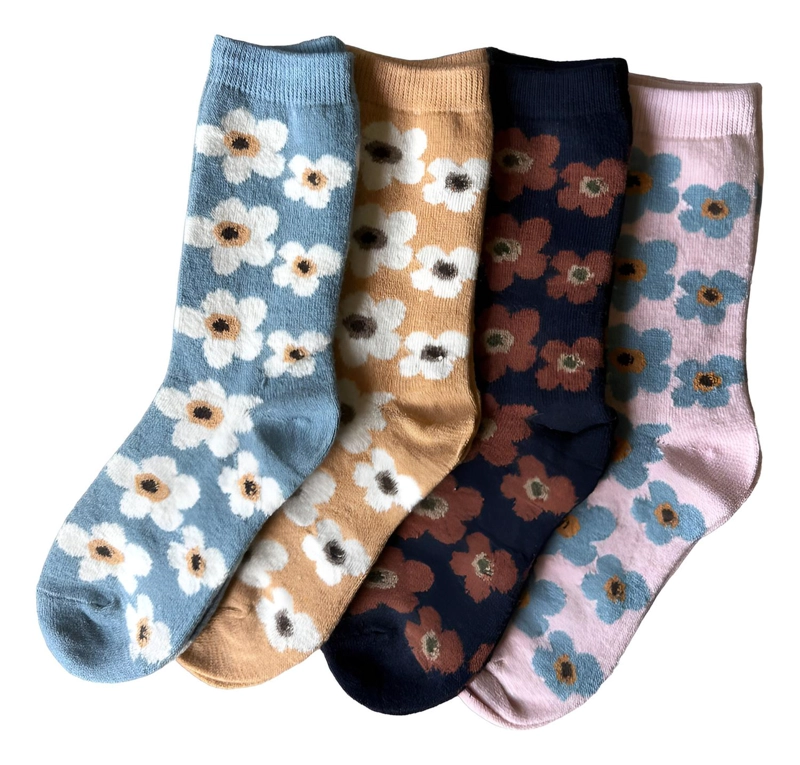 CALCETIN INVIERNO LANA MUJER 6 PARES FLORES - 1