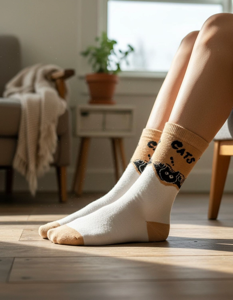 CALCETIN INVIERNO LANA MUJER 6 PARES CATS - 1