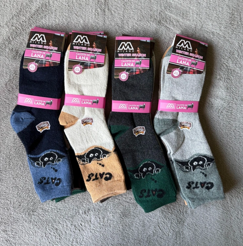 CALCETIN INVIERNO LANA MUJER 6 PARES CATS - 3