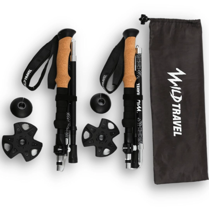 PACK BASTONES TREKKING WILD TRAVEL ALUMINIO PLEGABLES 2 UNIDADES - 1