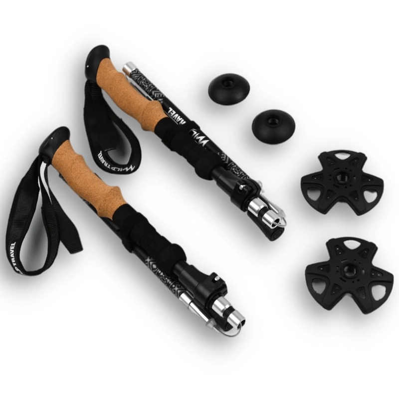 PACK BASTONES TREKKING WILD TRAVEL ALUMINIO PLEGABLES 2 UNIDADES - 2
