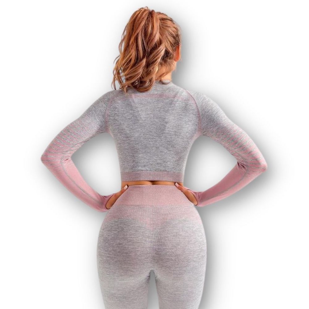 CONJUNTO MUJER WILD TRAVEL FITNESS GIMNASIO 2 PIEZAS MANGA LARGA SIN COSTURAS - 5