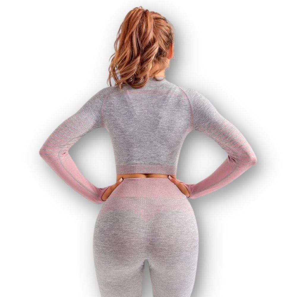 CONJUNTO MUJER WILD TRAVEL FITNESS GIMNASIO 2 PIEZAS MANGA LARGA SIN COSTURAS - 5